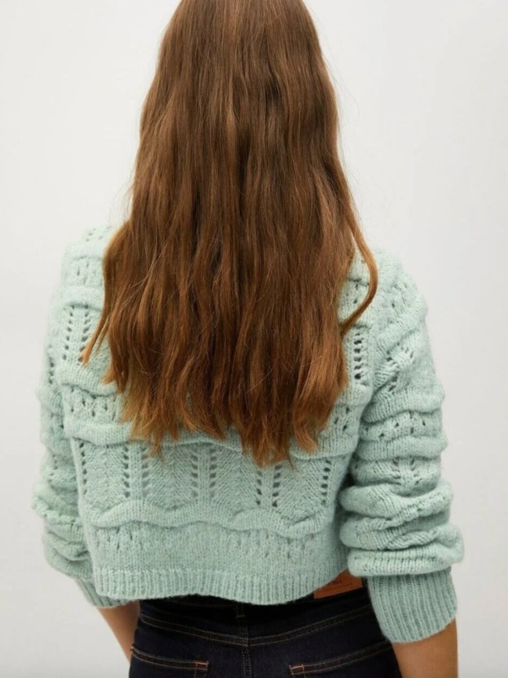 Mango Beautiful Mint Wool Blend Cropped Cardigan - Picture 6 of 12
